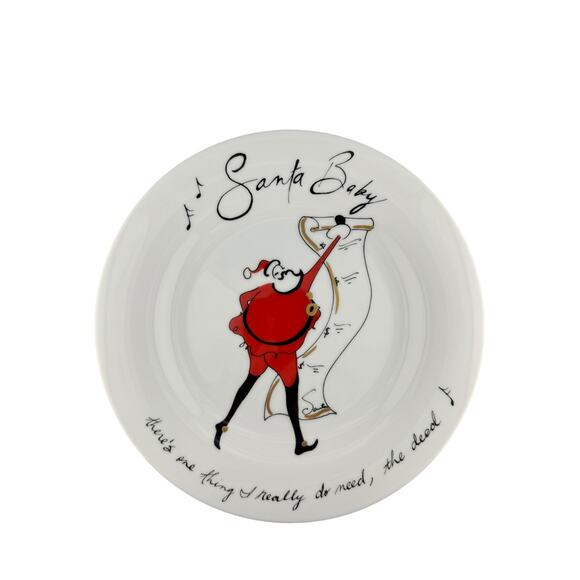 Vintage Pottery Barn Collectors Edition Santa Baby Dessert Plates Set of 8 - Picture 1 of 9